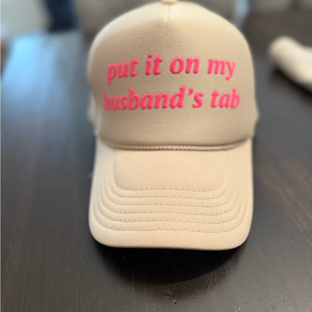 Tan Cap with Pink Embroidery